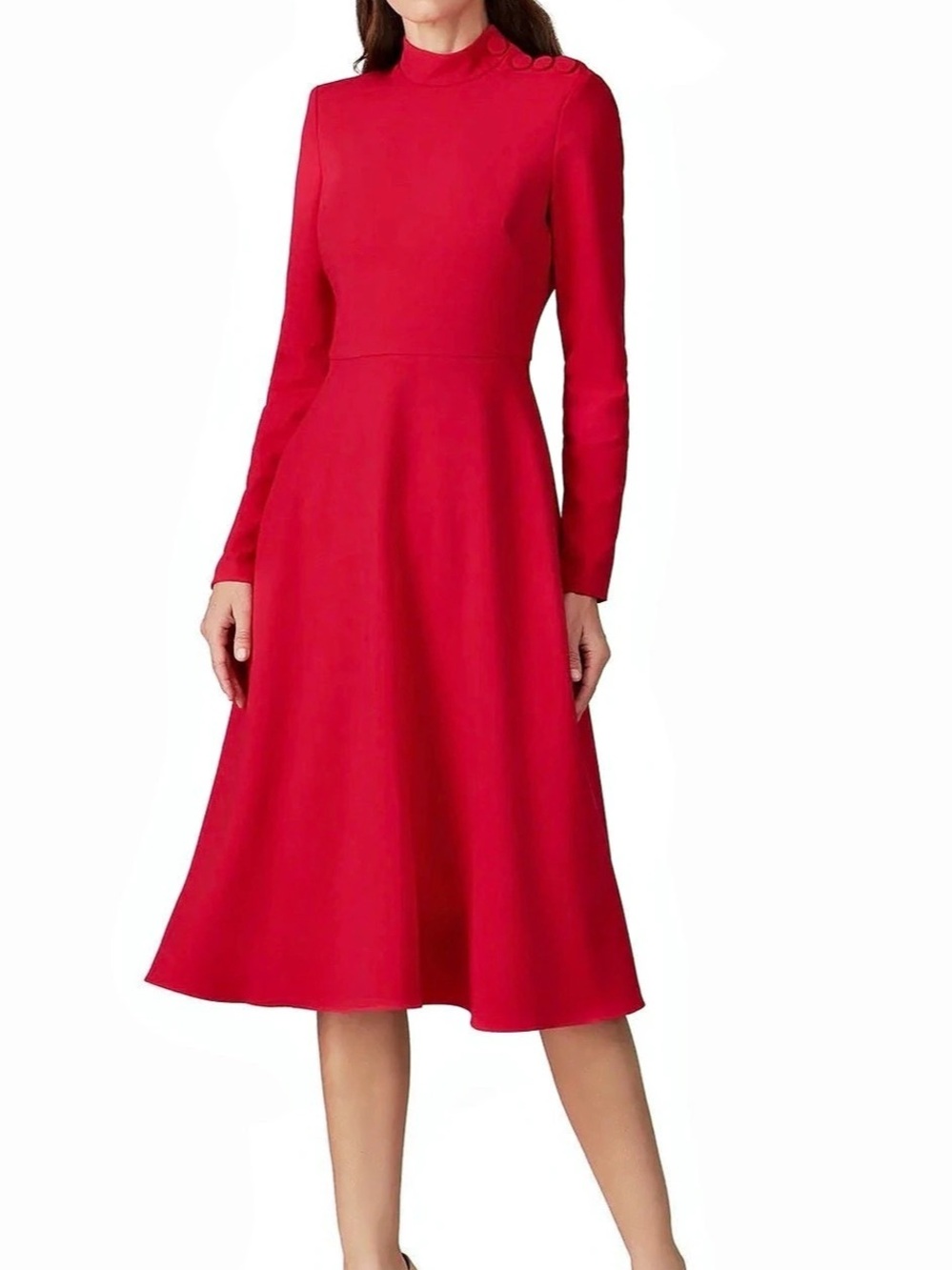 Black Halo Red Long Sleeve Midi Dress Size 8